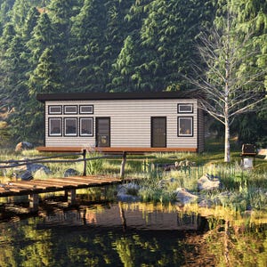 36&#39; x 18&#39; One Bedroom Getaway Cabin - PDF Architectural Plan with Materials List