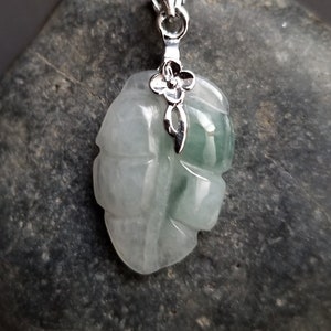 Burma jadeite Type A jade leaf pendant