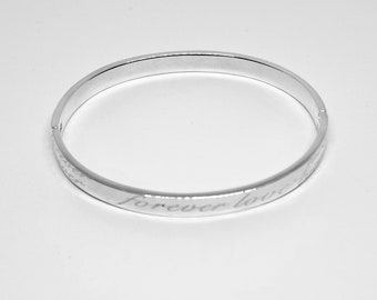 6mm 925 Solid Sterling Silver Forever Love Bangle