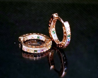 Gold overlaid Sterling silver multi gemstones earrings