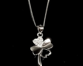 925 Sterling Silver Real Gold Overlaid Dainty Clover Pendant