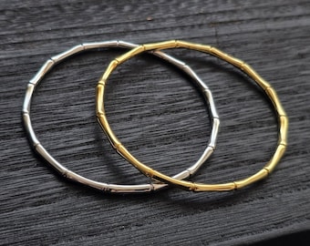 18K Real Gold Electroplated 925 sterling silver bamboo bangle
