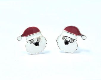 925 Sterling Silver Christmas GIFT  Santa Dainty Earnings