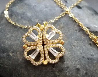 Real Gold overlaid 925 Sterling Silver Transformable Dainty Clover Pendant