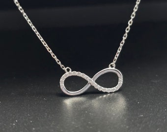 925 Sterling Silver Real Gold Overlaid infinity Pendant necklace