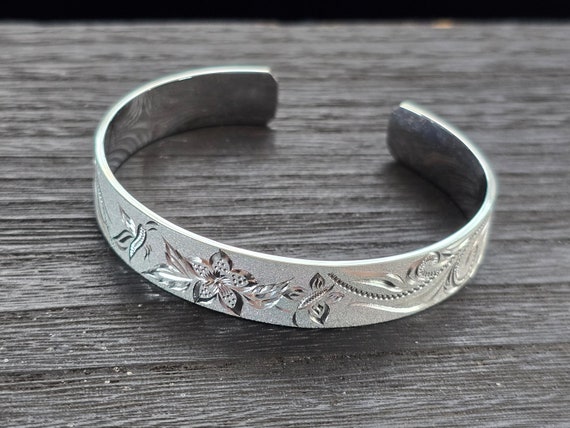 12mm 925 Sterling Silver Hand Made Hawaii Jewelry Bangle Cuff