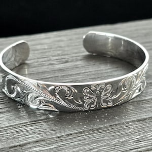 12mm 925 Sterling Silver Hand Made Hawaii Jewelry Bangle Cuff Bracelet 33+grams