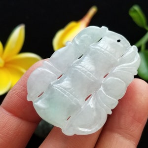 Icy Burma Jadeite Jade Bamboo Pendant
