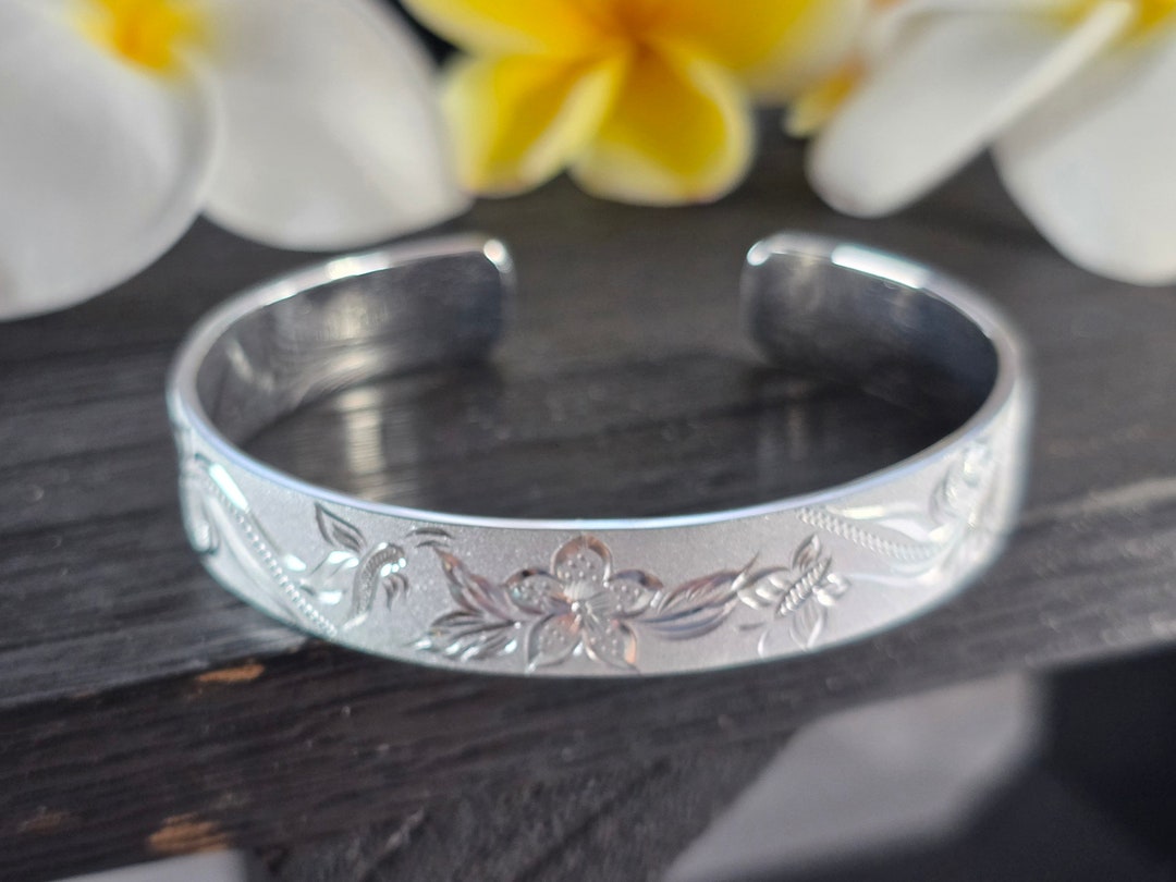 12mm 925 Sterling Silver Hand Made Hawaii Jewelry Bangle Cuff