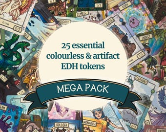 Colourless Artifact Essentials Mega Token Pack (25-pack) – Hand-Illustrated for MTG Commander EDH