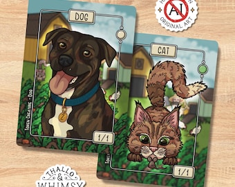 Cat & Dog MTG Tokens x6 – Hand-Illustrated - Rin and Seri Commander