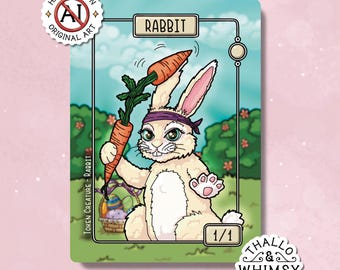 Rabbit MTG Tokens x5 – Hand-Illustrated Custom Commander Tokens - Spring Nest Edition