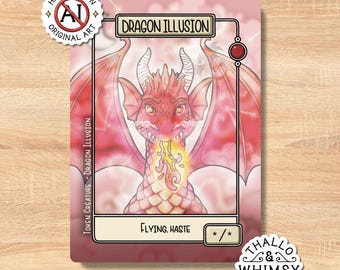 Dragon Illusion MTG Tokens x5 – Hand-Illustrated Custom Commander Tokens