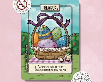 Treasure MTG Tokens x5 – Hand-Illustrated Custom Commander Tokens - Spring Nest Edition