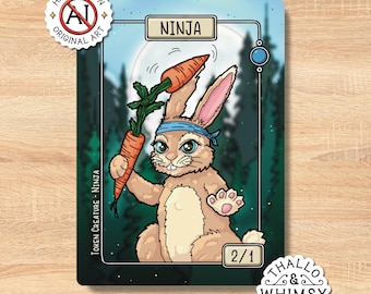 Ninja MTG Tokens (5-Pack) – Hand-Illustrated 2/1 Blue, Commander EDH