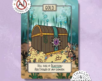 Gold Riftbound Token Gears (5-Pack) – Hand-Illustrated Sunken Treasure Chest