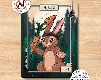 Ninja MTG Tokens (5-Pack) – Hand-Illustrated 1/1 Black, Commander EDH