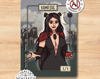 Vampire MTG Tokens (5-Pack) – Hand-Illustrated 1/1 Black, Commander EDH
