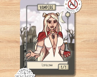 Vampire MTG Tokens (5-Pack) – Hand-Illustrated 1/1 White Lifelink, Commander EDH