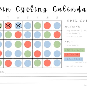 Skin Cycling Calendar | Skin Care | Self Care | Printable PDF | Goodnotes | Digital Download