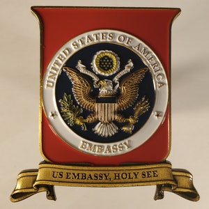 US State Department US Embassy Vatican City Holy See Challenge Coin 2 inches wide, 2.5 inches tall 174