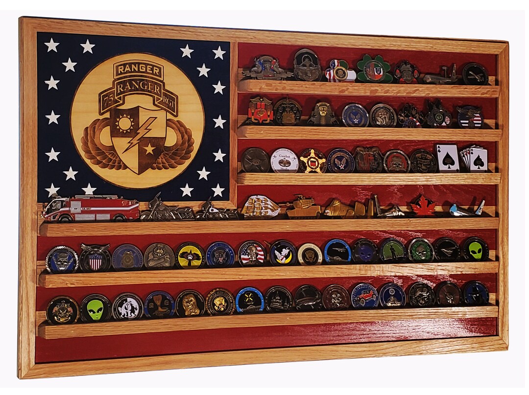 Ranger Coin Box US Army 75th Ranger Regiment Commemorative Challenge Coin Display Flag ...