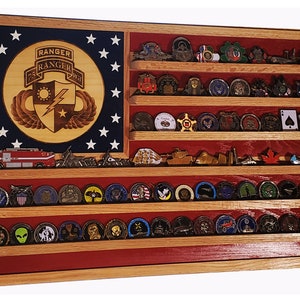 US Army 75th Ranger Regiment  Commemorative Challenge Coin Display Flag Holds70-100 Coins