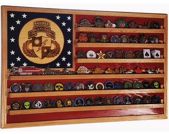 US Army 75th Ranger Regiment  Commemorative Challenge Coin Display Flag Holds70-100 Coins