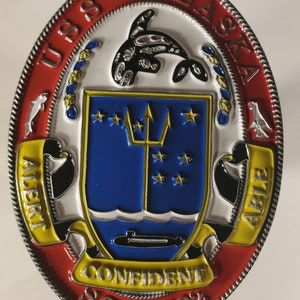 US Navy USS Alaska Submarine Commemorative Challenge Coin  2.5 Inches Tall 2 inches wide 178