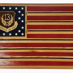 US Air Force - 13th Air Force Challenge Coin Display Flag 70-100 Coins Trad