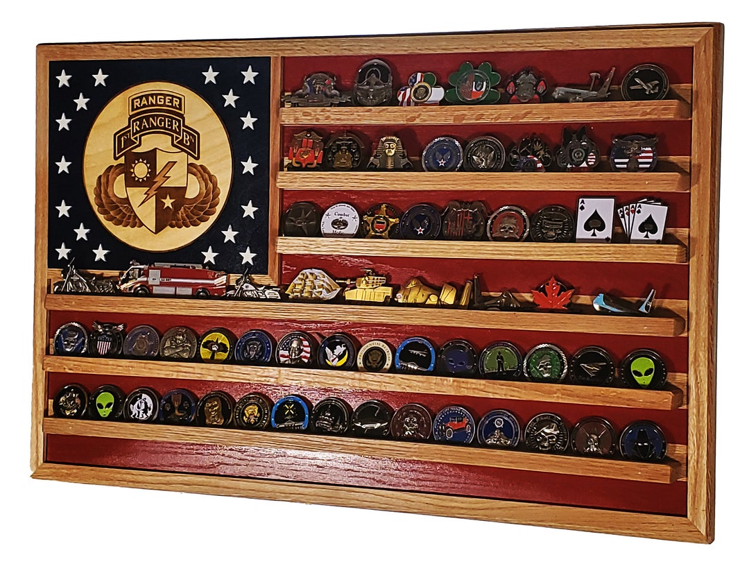 Ranger Coin Box US Army 75th Ranger Regiment First Battalion Hardwood Oak Challenge ...