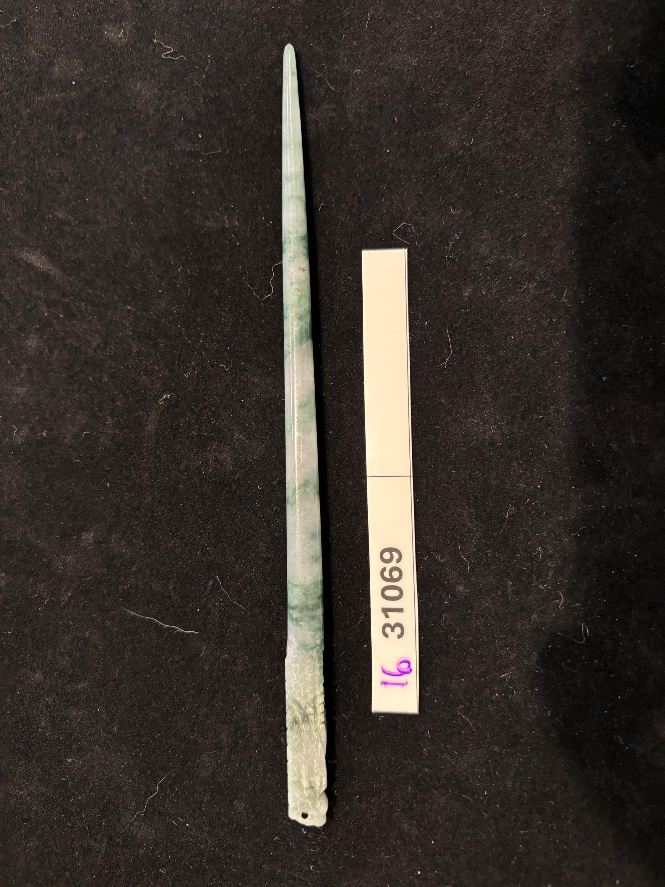 Jadeite Hair Sticks with Dragon Head Carving by hand total length 14 - 17 cm (Individual total length in picture)