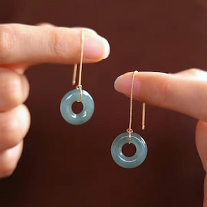 Dangling Donut Jadeite Earrings