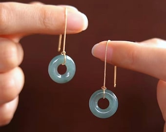 Dangling Donut Jadeite Earrings