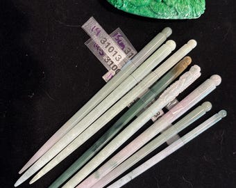 Jadeite Hair Sticks 5 - 6 inches/ 14 a 15.5 cm (Exact length in picture)