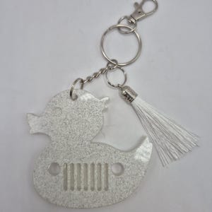 White Jeep Duck Keychain