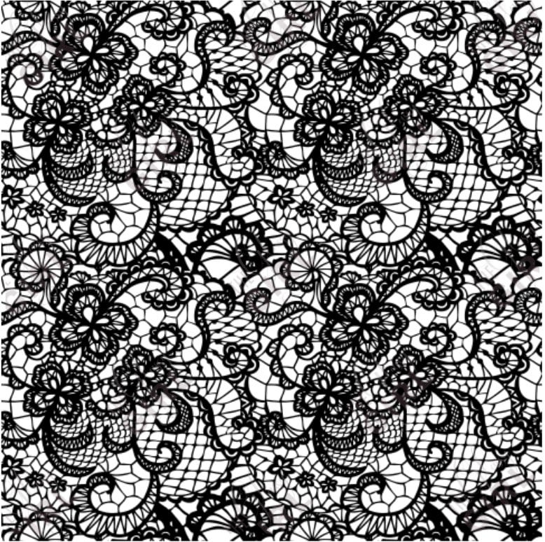 Vintage Lace III Black Decal, Black Enamel Silkscreen Decal, Waterslide