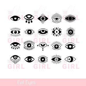 Set of Evil Seeing Eye - Mystic Esoteric Signs- Waterslide Transfers for Glass, Ceramics Decorations, Bottles, Etc.