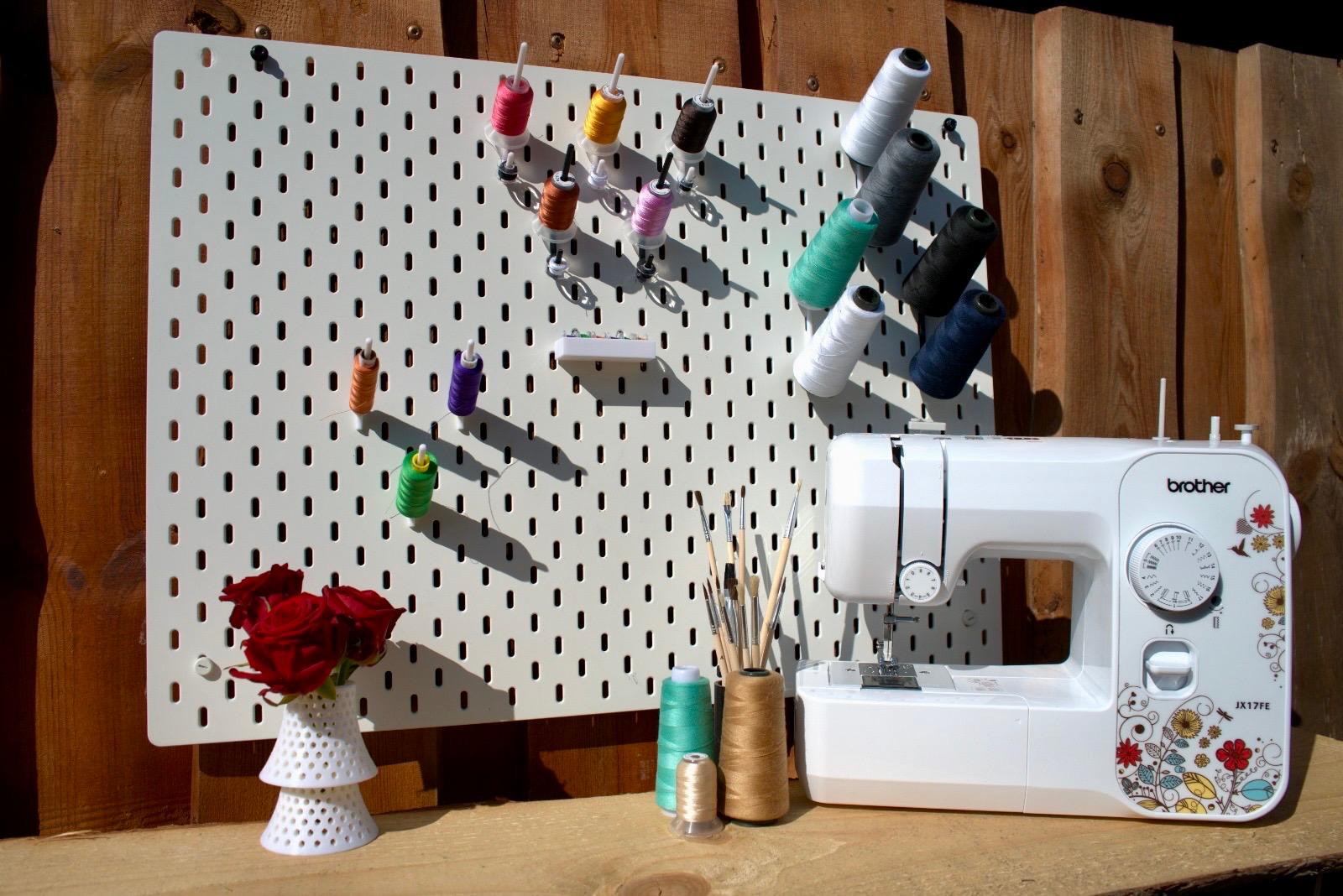 10x IKEA SKADIS pegboard yarn spool holder variations, yarn holder for pegboard, yarn spool holder