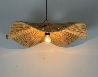 Nouveau style la vague lustre lampe marocaine fait main rotin Suspension en osier naturel, suspension doum ajourée