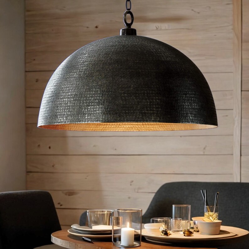 Hammered Brass Dome Pendant Light for Kitchen Island Dome Etsy