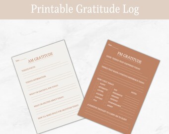 Gratitude Journal, Printable Worksheet, Day and Night, Health, Wellbeing and Spiritual Journalling, Digital, Printable Journal Pages