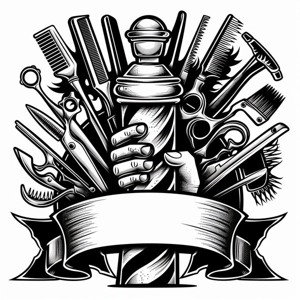 Barbershop Logo SVG | Vintage Barber & Hair Stylist Logo | png dxf eps Files for Cricut
