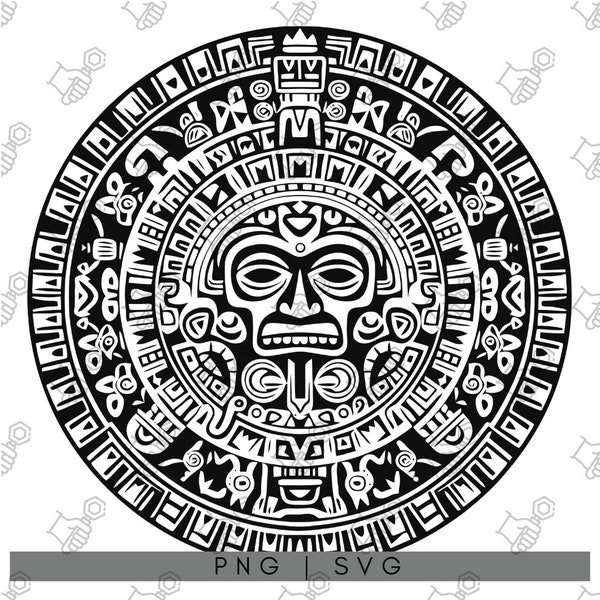 Aztec & Mayan Calendar SVG/DXF/PNG Bundle - Historic Mesoamerican Art, Tribal and Ancient Calendar Designs for Crafting