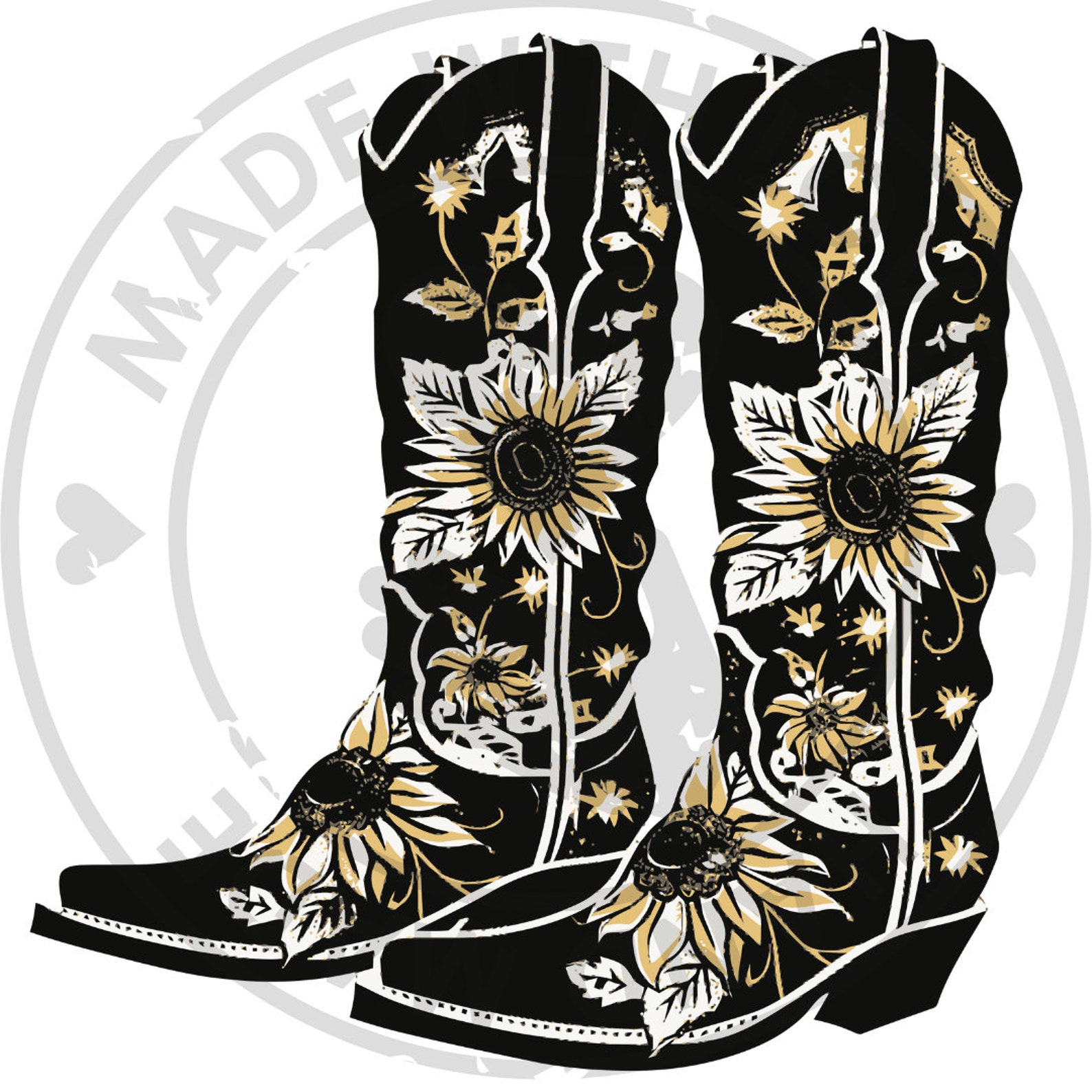 Cowgirl & Cowboy Boots SVG Bundle Floral and Sunflower Boots Svgs