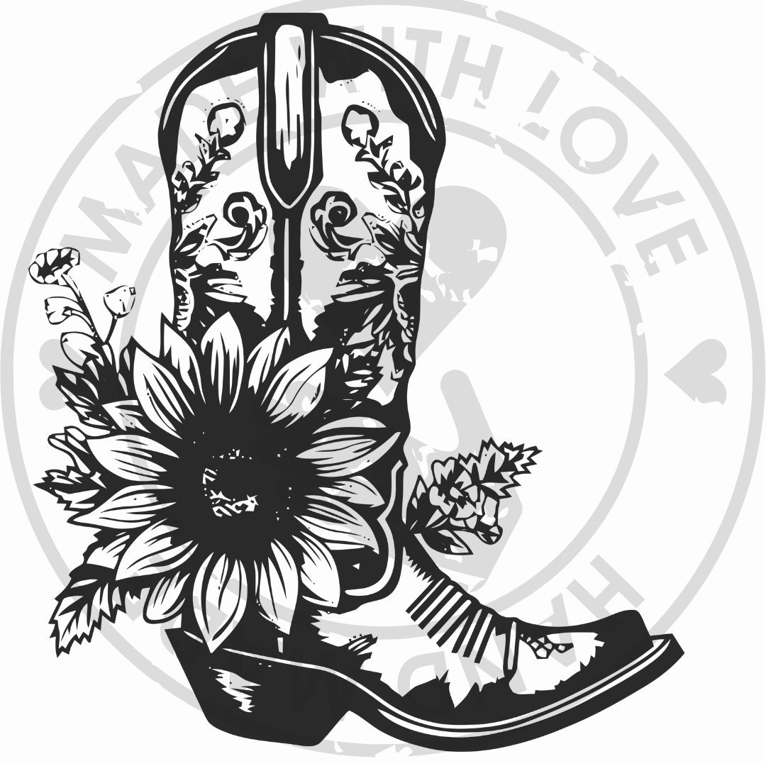 Cowgirl & Cowboy Boots SVG Bundle Floral and Sunflower Boots Svgs