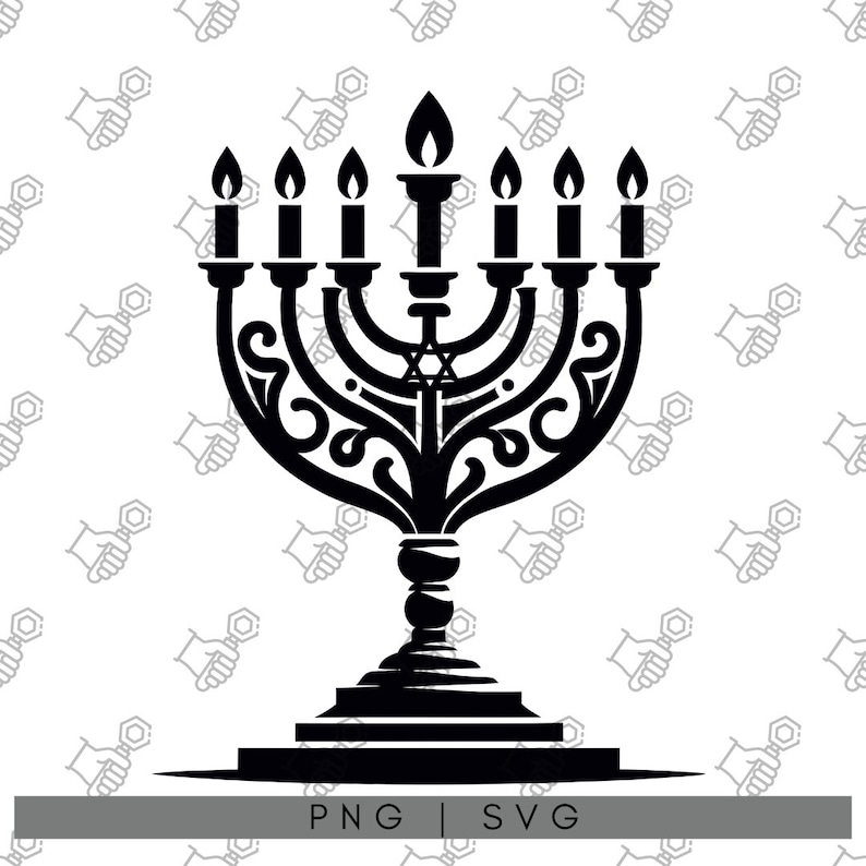 Contemporary Menorah Silhouette: Modern SVG/DXF/PNG Elegant Clipart for
