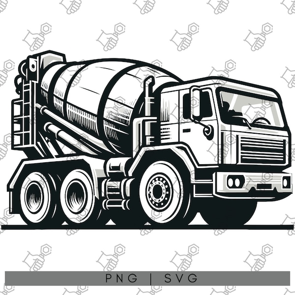 Cement Truck SVG - Versatile Cement Truck DXF/PNG/Clipart - Detailed Silhouette & Cut File for Crafts Design