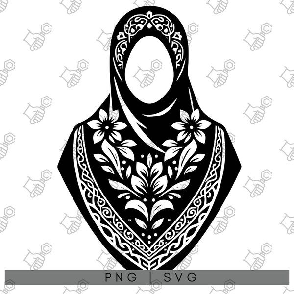 Elegant Scarf & Hijab SVG Collection - Modest Fashion Vectors, PNG, DXF for Islamic Wear Design