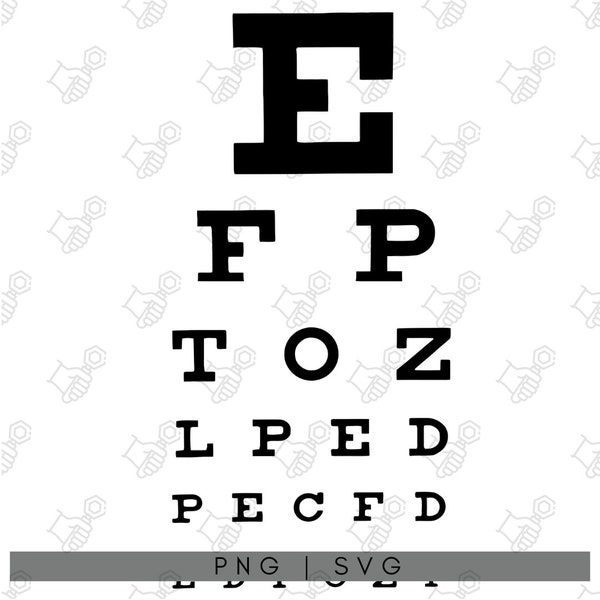 Optical Test Design Eye Test Chart - Vision Exam SVG/DXF/PNG, Optometry Clinic Decor, Digital Download